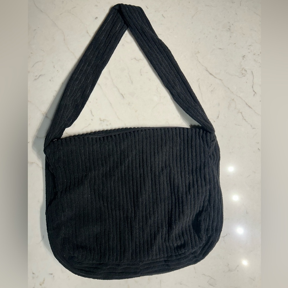 Black Corduroy Shoulder Bag – Everyday Tote / School Bag